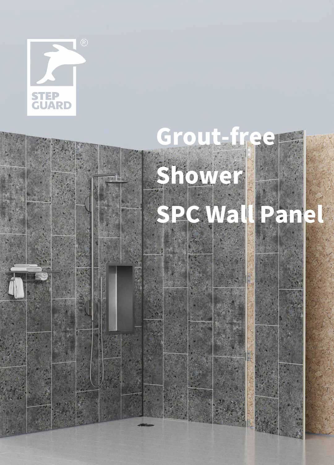 Grout free shower spc wall panel